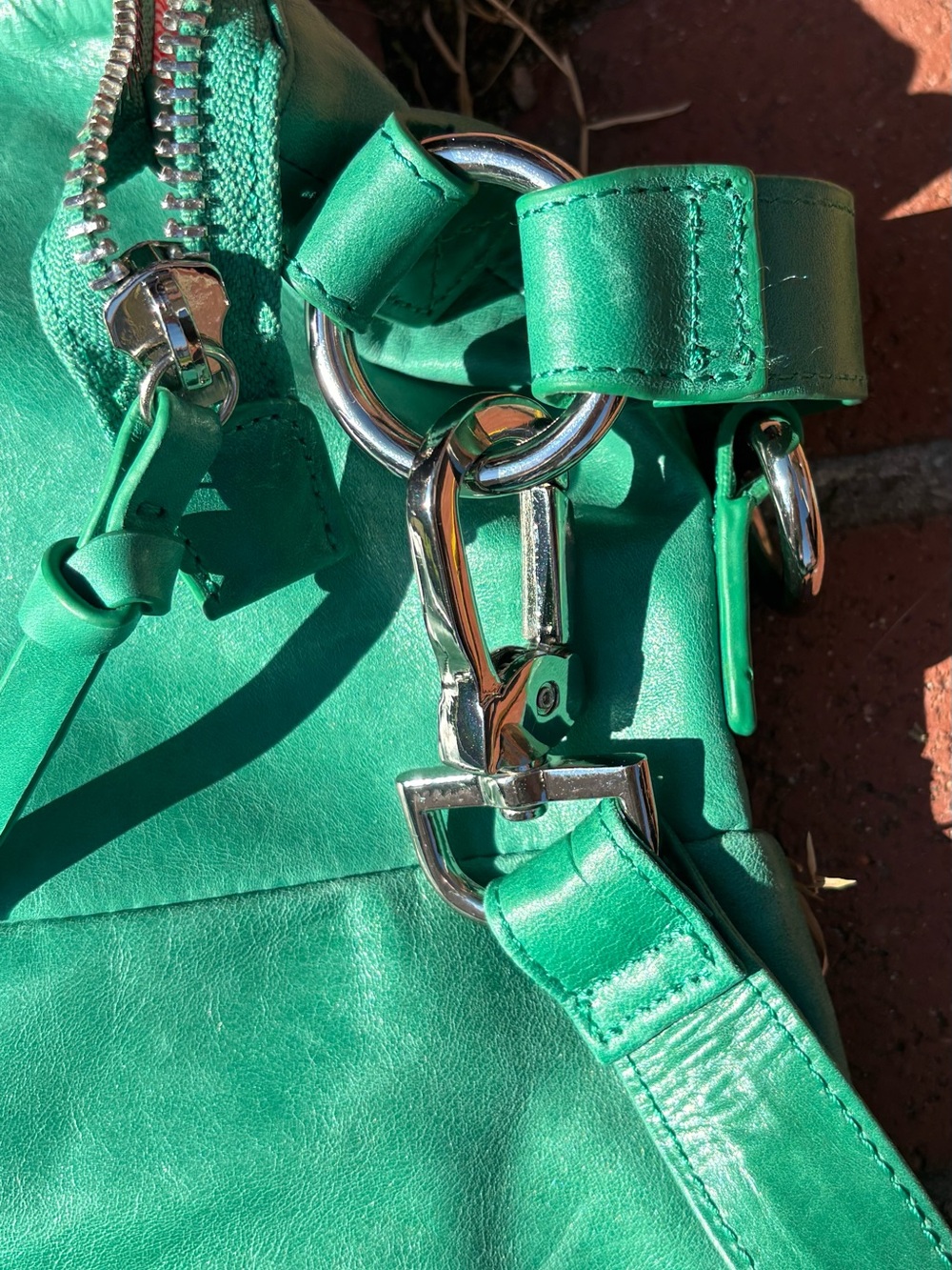 HOBO International Emerald Green Leather Crossbody Shoulder Slouch Bag EUC - Picture 7 of 7